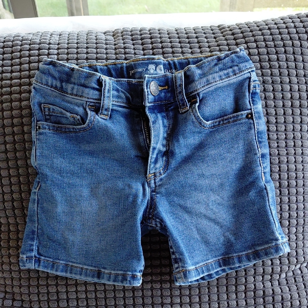 Classic Indigo Blue Jean Shorts, Kids, Size 6, Adjustable Waist